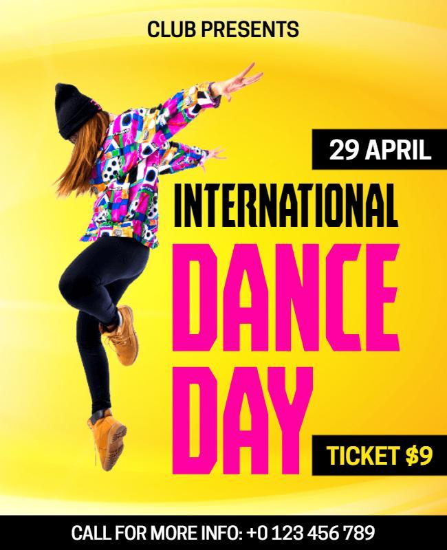 Dynamic Colorful International Dance Day Party Flyer Template