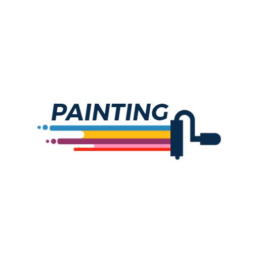 Dynamic Colorful Paint Roller Representing Creative Painting Logo Template