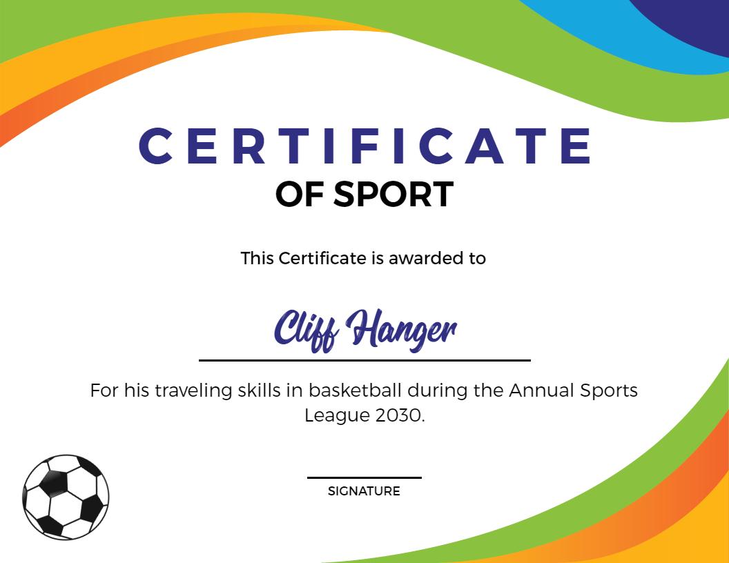 Dynamic Colorful Sports Achievement in Basketball Certificate Template
