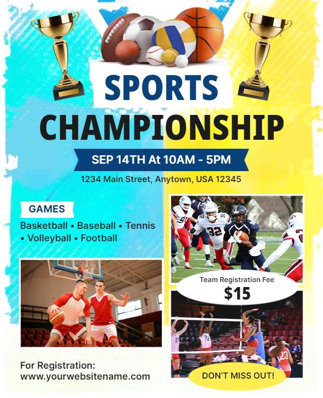 Dynamic Colorful Sports Championship Event Poster Template