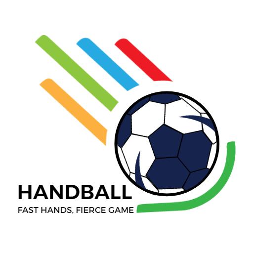 Dynamic Colorful Stripes Highlighting Exciting Handball Logo Template