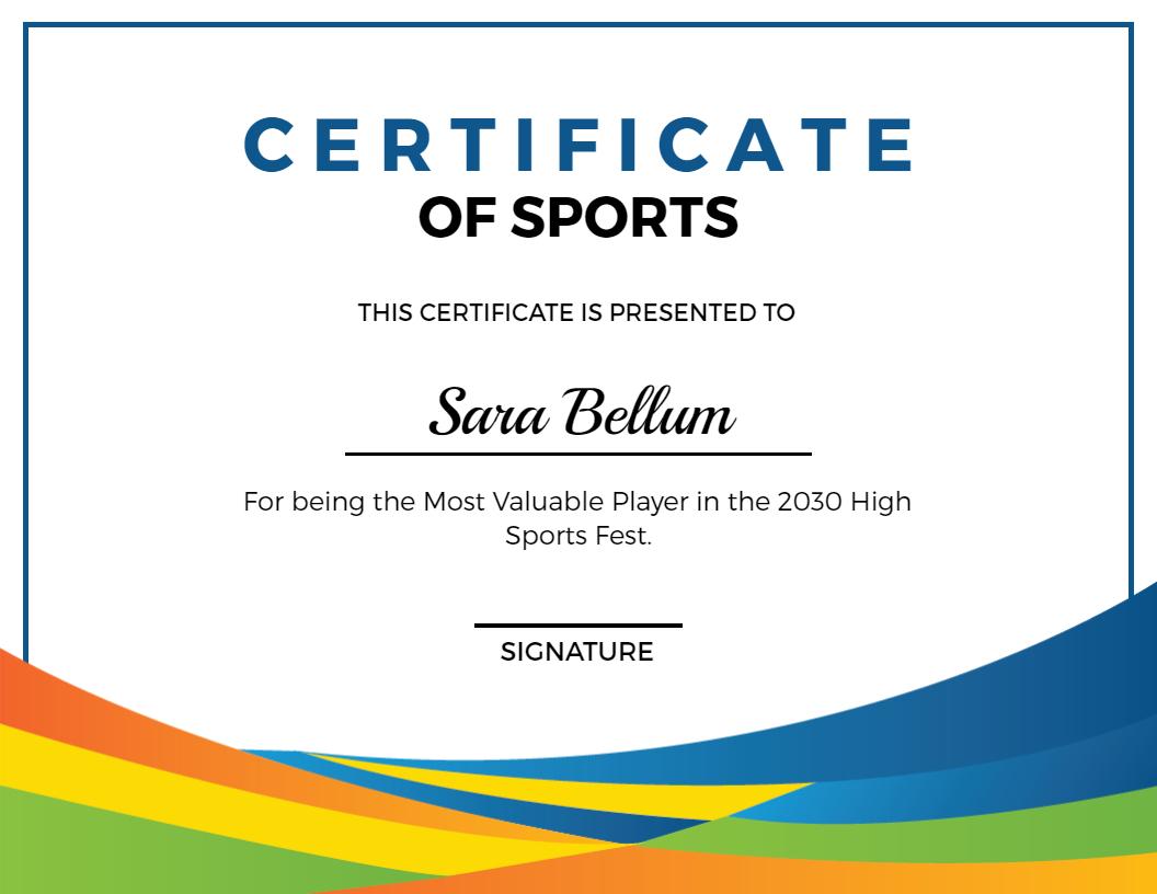 Dynamic Colorful Wave Design for Sports Achievement Certificate Template