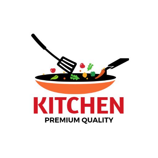 Dynamic Cooking Scene with Fresh Ingredients in Kitchen Logo Template