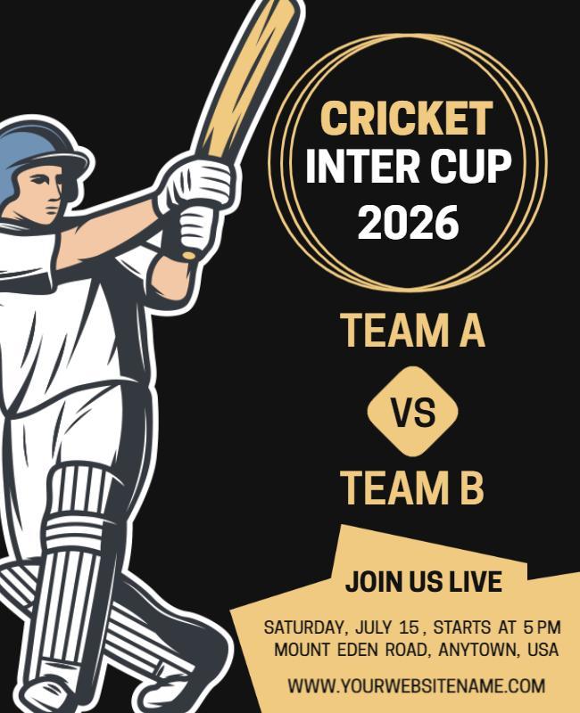 Dynamic Cricket Inter Cup 2026 Match Announcement Poster Template