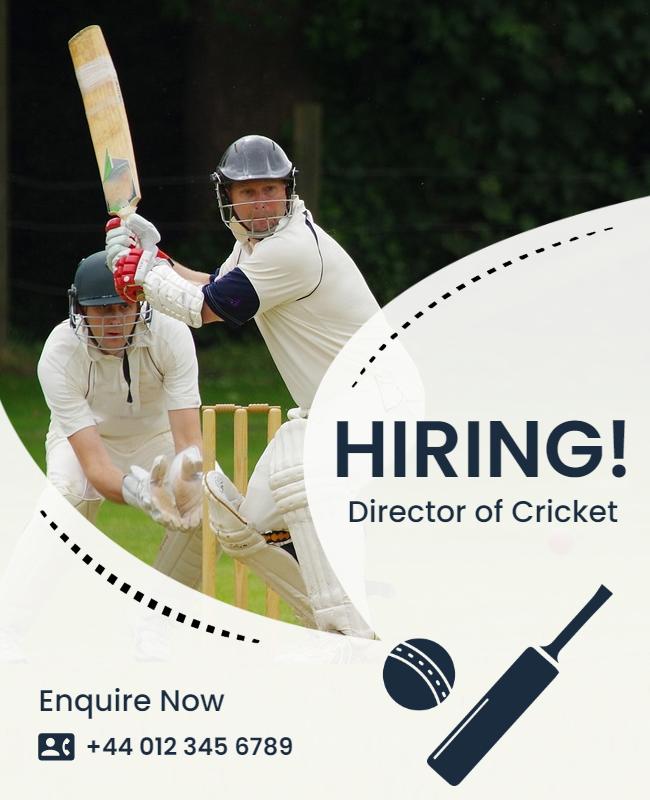 Dynamic Cricket Recruitment Poster for Director Position Template