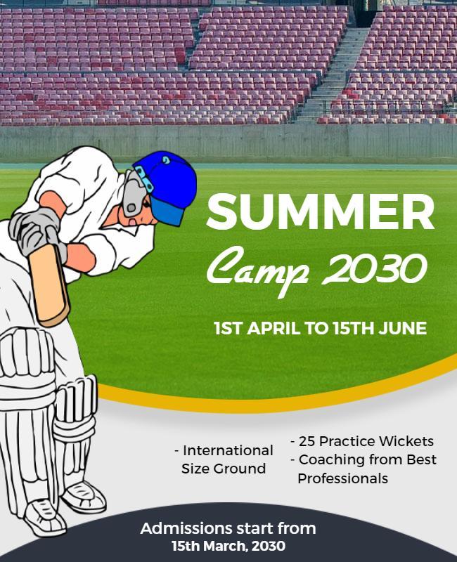 Dynamic Cricket Summer Camp Training Poster Template