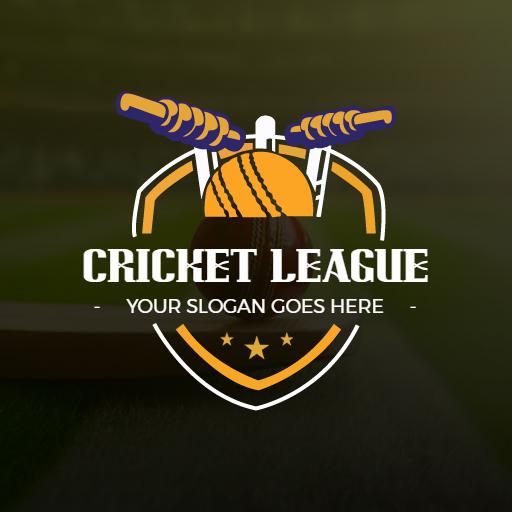 Dynamic Cricket Team Logo with Bats and Ball Design Logo Template