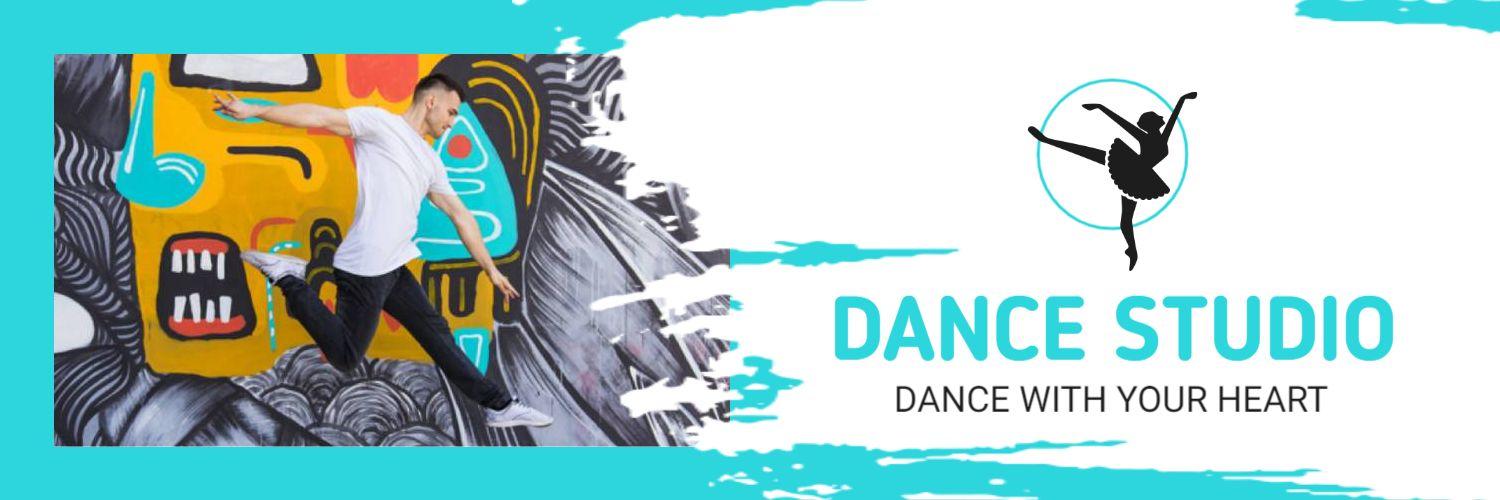 Dynamic Dance Performance with Colorful Mural Background Twitter Banner Template