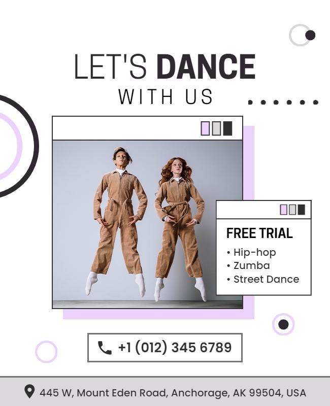 Dynamic Dance Workshop Free Trial Registration Poster Template