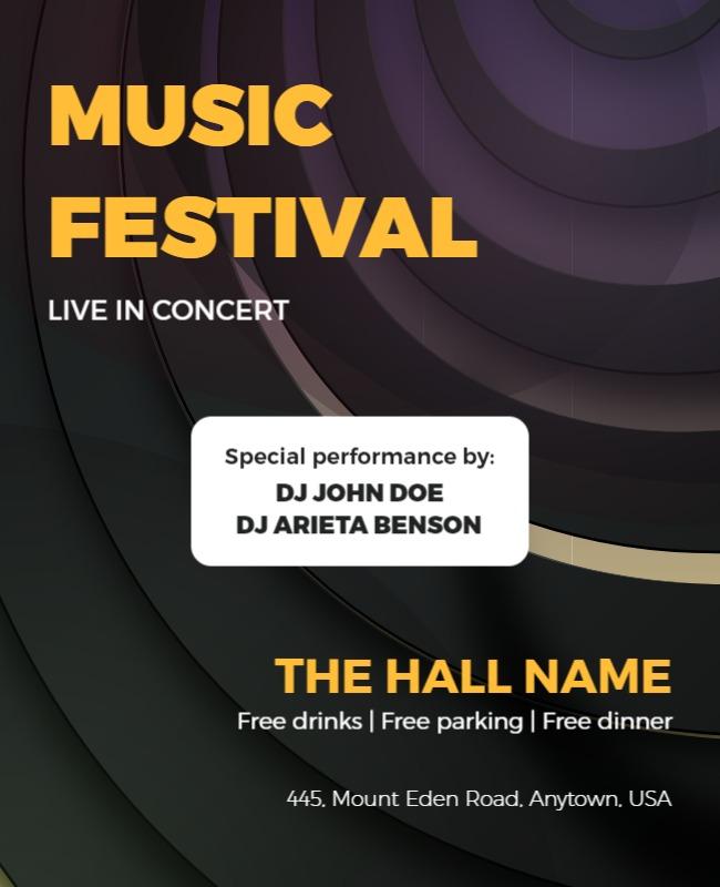 Dynamic Dark Gradient Music Festival Concert Flyer Template