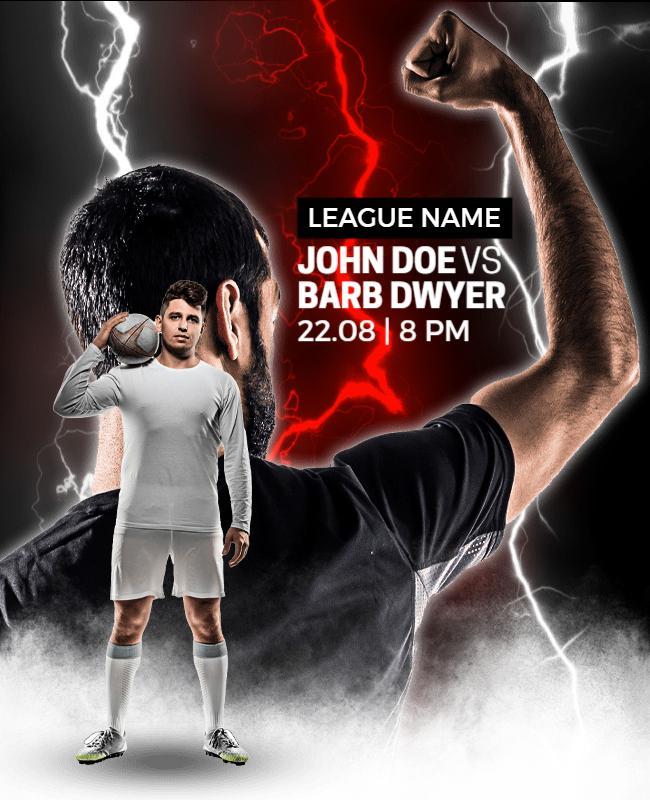 Dynamic Dark Lightning Soccer Match League Poster Template