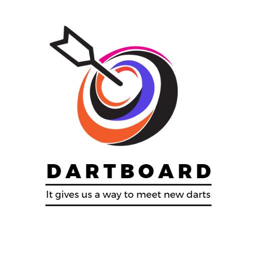 Dynamic Dartboard Design Featuring Colorful Darts Logo Template