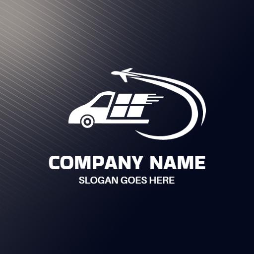 Dynamic Delivery Van and Airplane Representing Transportation Logo Template