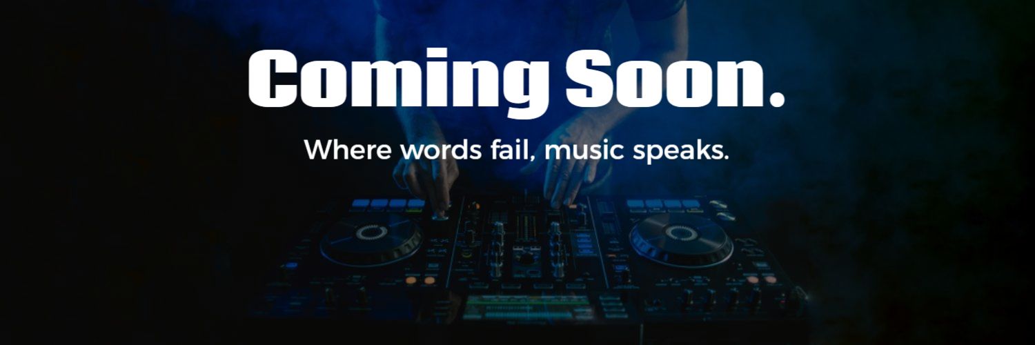 Dynamic DJ Equipment with Neon Blue Highlights Twitter Banner Template
