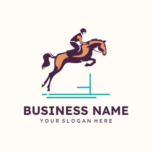 Dynamic Equestrian Rider Jumping Over a Barrier Logo Template