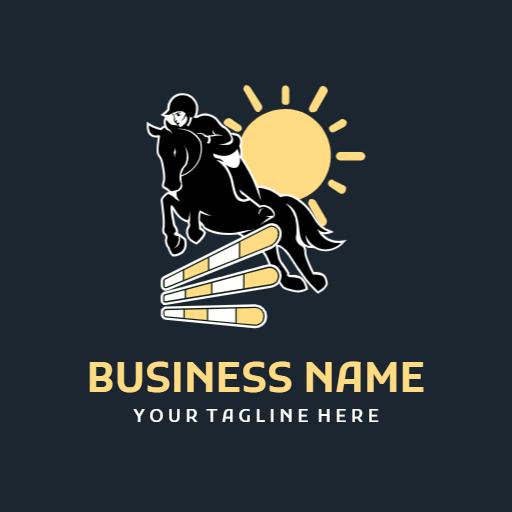 Dynamic Equestrian Show Jumping Scene Under Bright Sun Logo Template