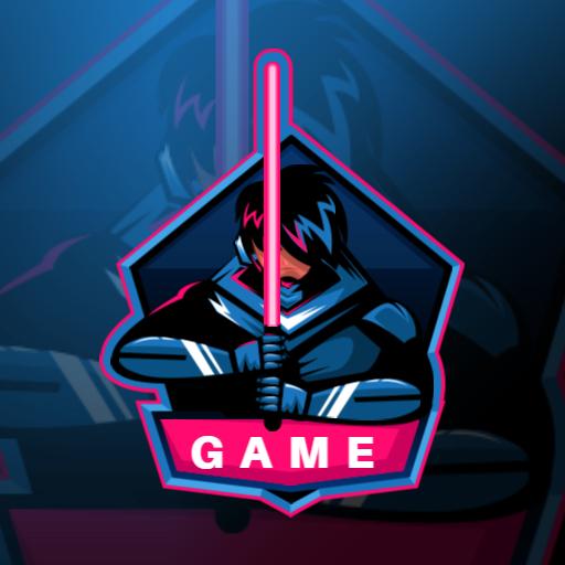 Dynamic Esports Character with Illuminated Sword Logo Template