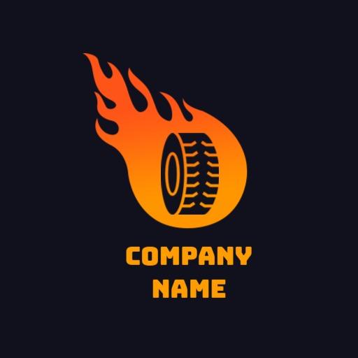 Dynamic Fire and Tire Design Showcasing Speed and Power Logo Template