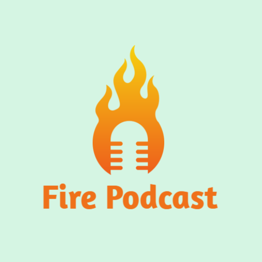 Dynamic Fire Flames Representing Engaging Podcast Conversations Logo Template