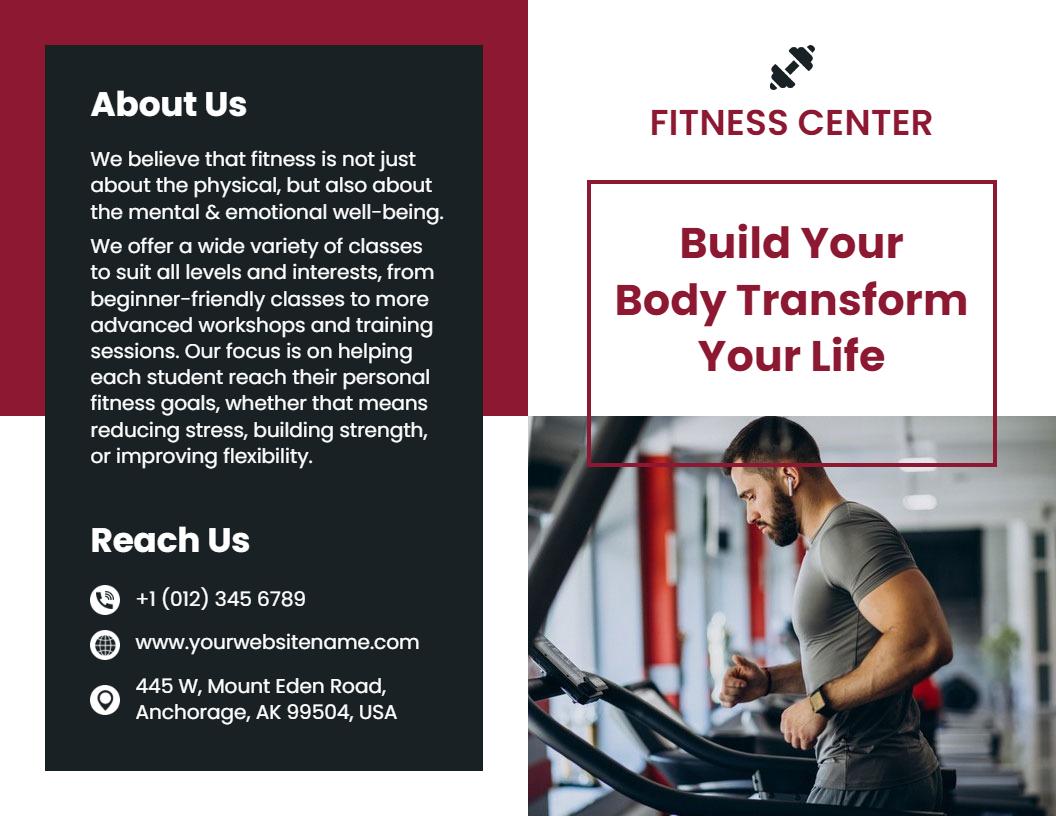 Dynamic Fitness Center Membership and Training Brochure Template
