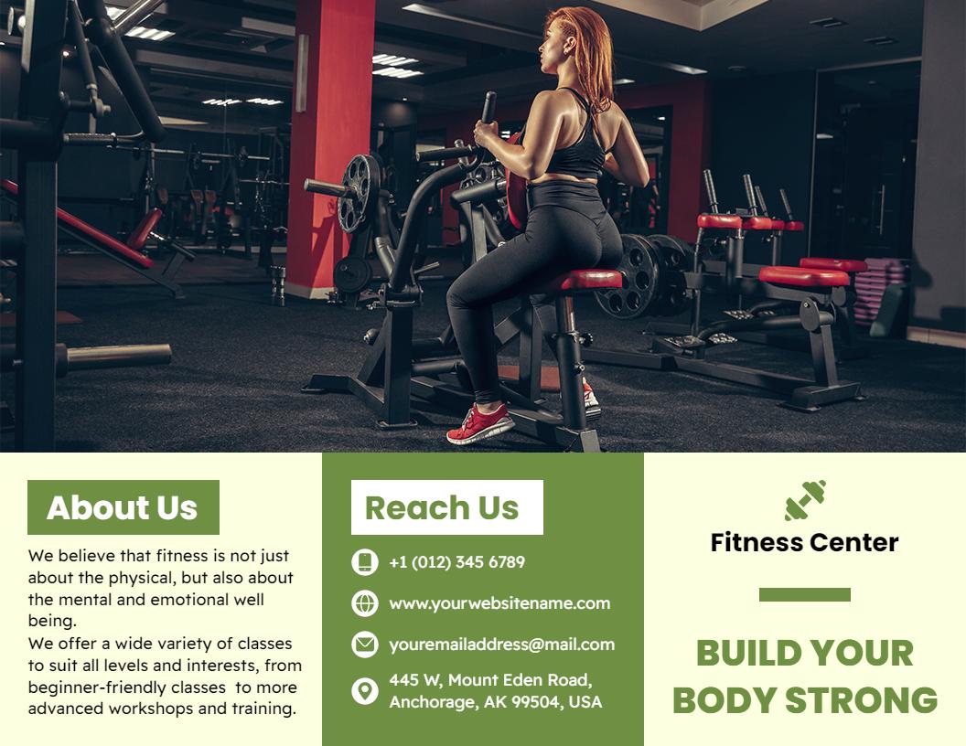 Dynamic Fitness Center Personal Training and Wellness Brochure Template