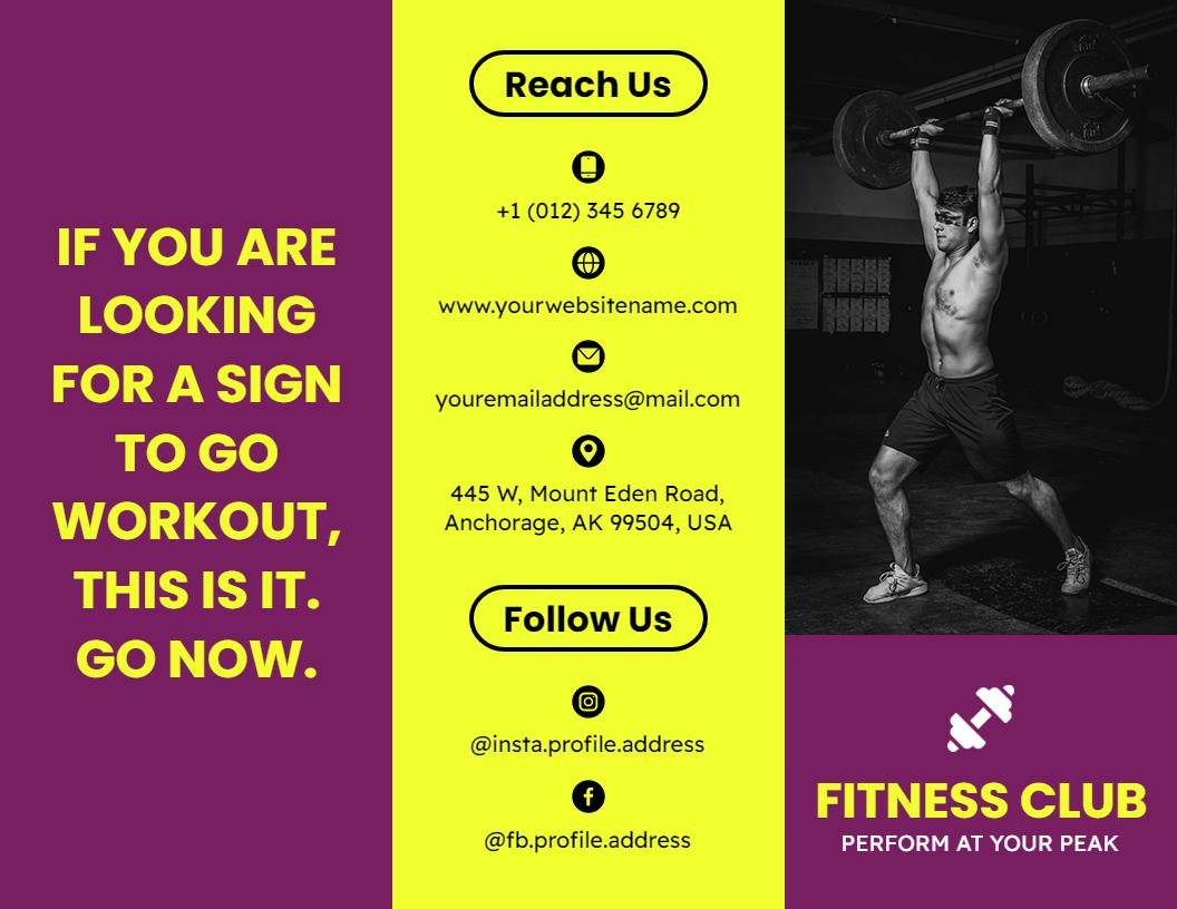 Dynamic Fitness Club Membership and Personal Training Brochure Template