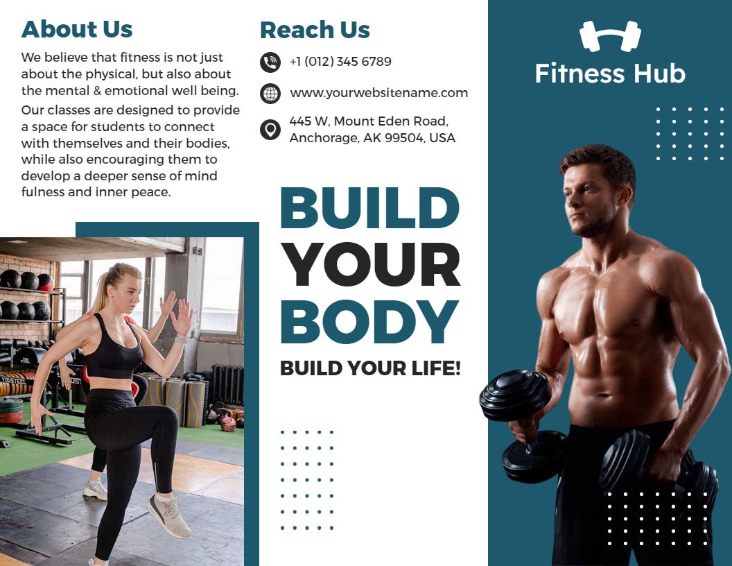Dynamic Fitness Hub Training and Membership Services Brochure Template