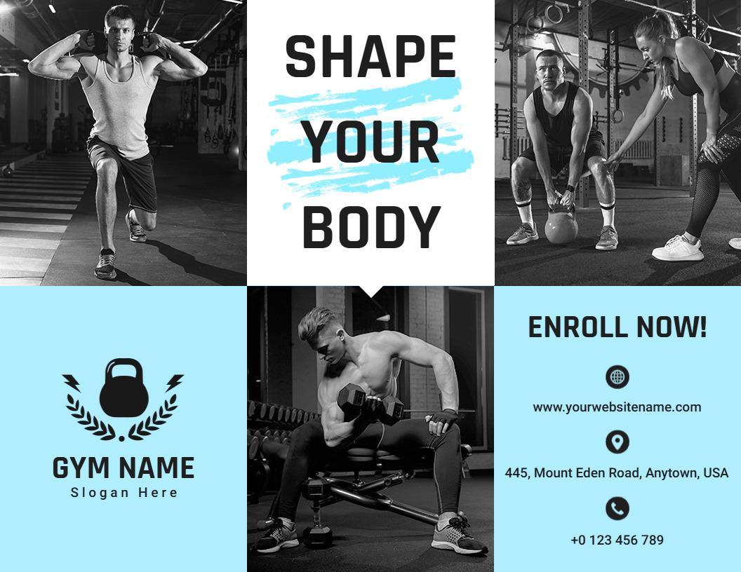 Dynamic Fitness Programs and Body Strengthening Gym Brochure Template