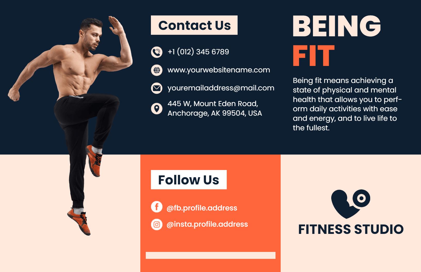 Dynamic Fitness Studio Training Enrollment and Health Benefits Brochure Template