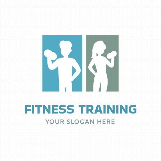 Dynamic Fitness Training Design Featuring Engaging Workout Figures Logo Template