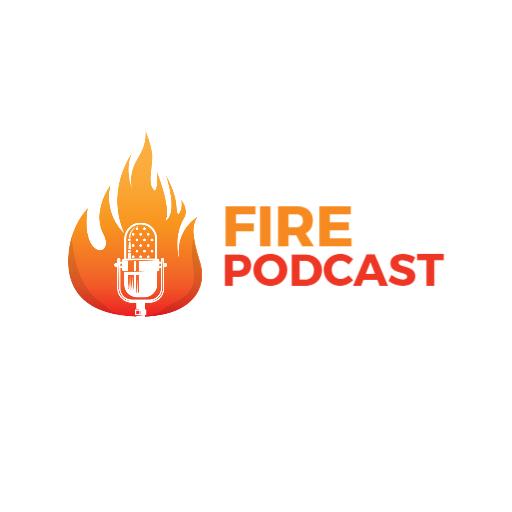 Dynamic Flame and Microphone Design for Engaging Podcast Logo Template