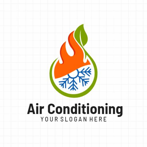 Dynamic Flame and Snowflake Symbolizing Air Conditioning Logo Template