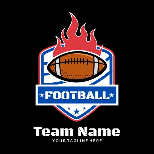 Dynamic Flames and Football Icon Depicting Passionate Football Logo Template