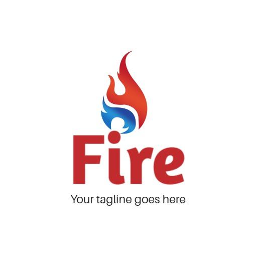Dynamic Flames in Red and Blue Representing Fire Safety Logo Template