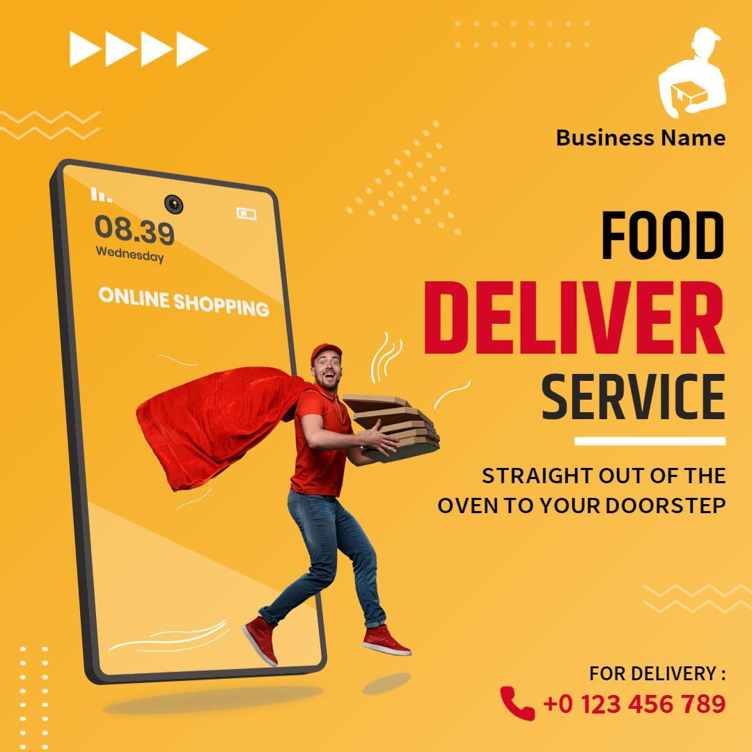 Dynamic Food Delivery Service with Oven Fresh Appeal Ad Template