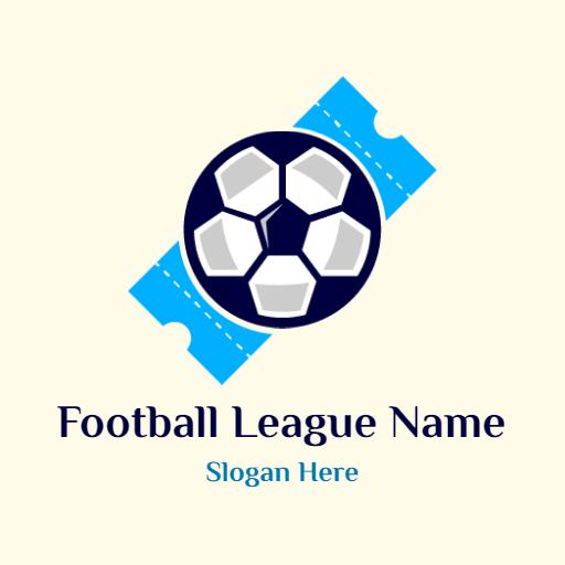 Dynamic Football League Logo Showcasing Ticket and Ball Design Logo Template