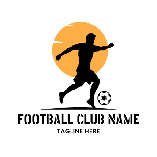 Dynamic Football Player Kicking a Ball at Sunset Logo Template