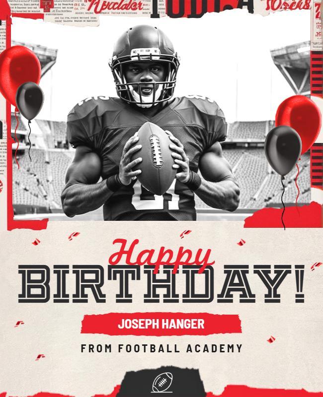Dynamic Football-Themed Birthday Celebration Poster Template