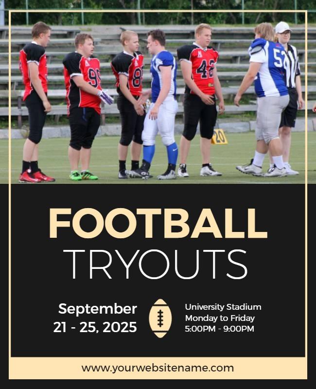 Dynamic Football Tryouts Team Recruitment Poster Template