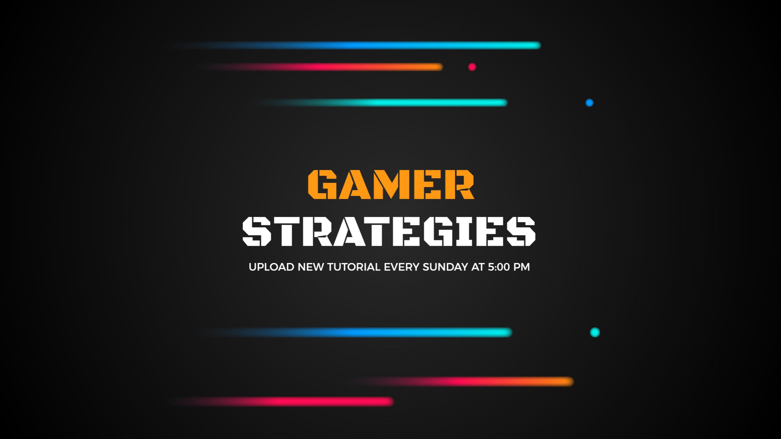 Dynamic Gamer Strategies with Colorful Lines on Black Background Banner Template