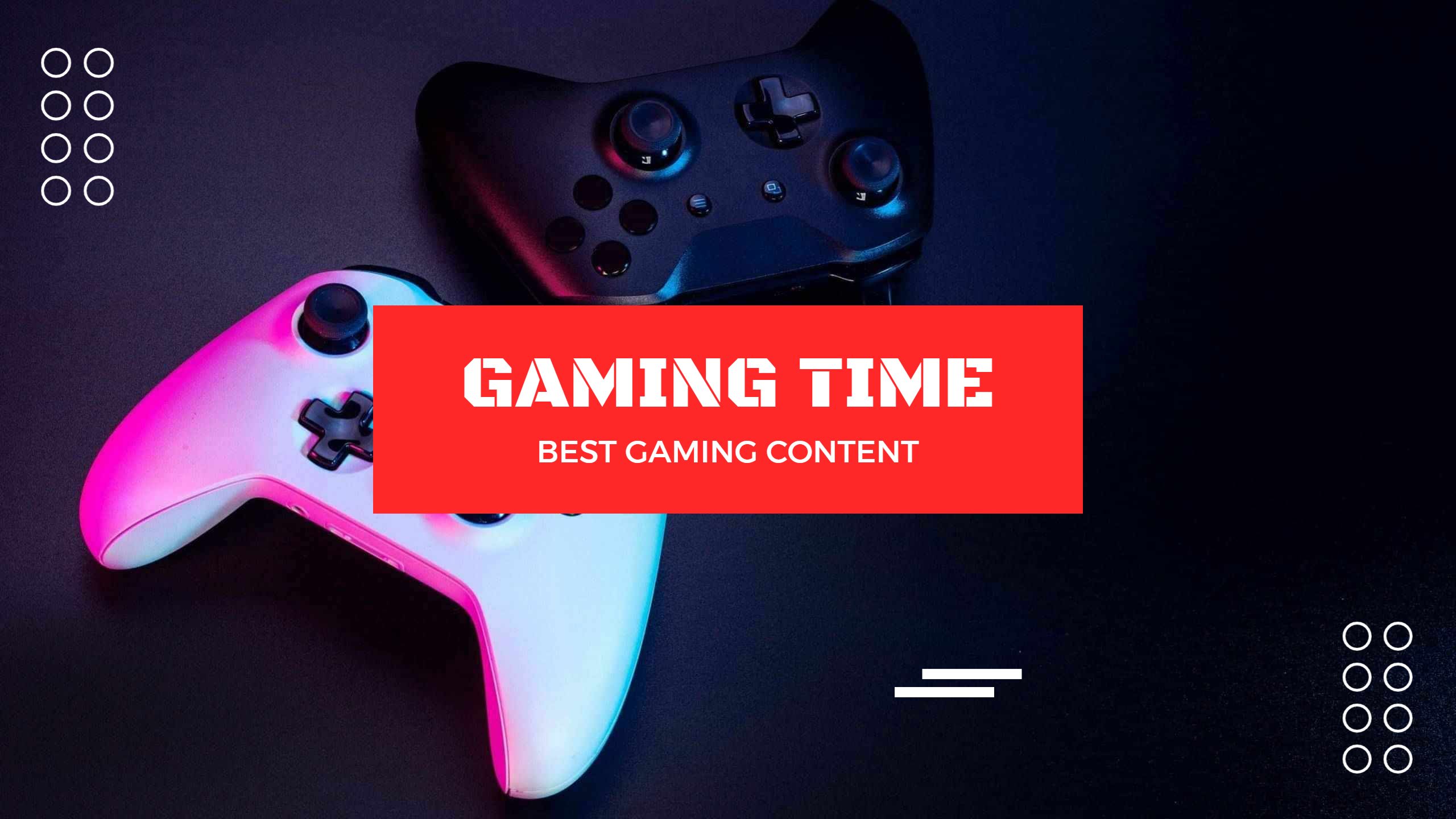 Dynamic Gaming Controllers on Dark Background Game Banner Template
