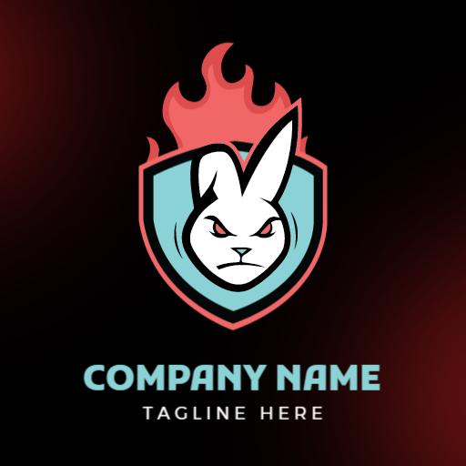 Dynamic Gaming Rabbit Design Representing Competitive Esports Logo Template