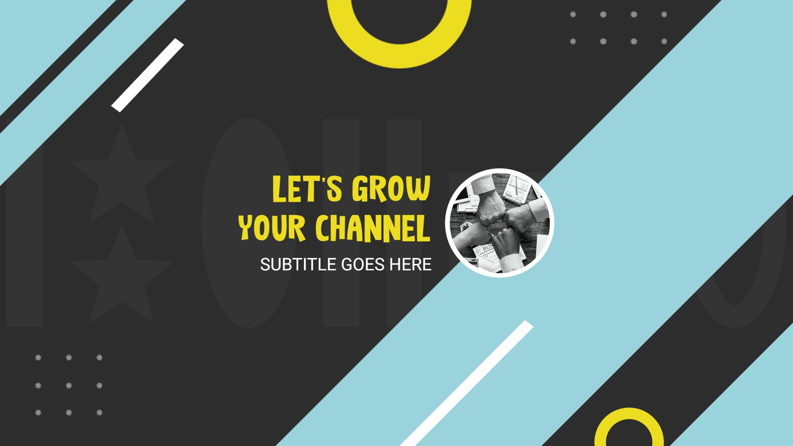 Dynamic Geometric Blocks in Black and Yellow YouTube Banner Template