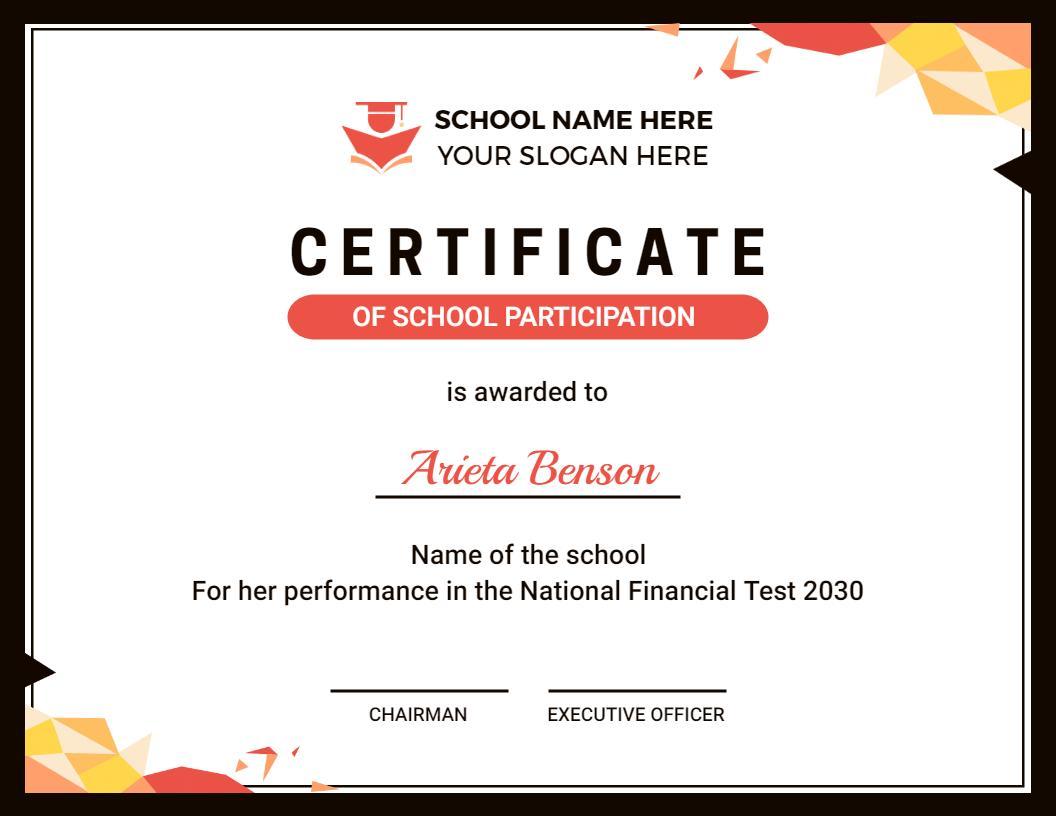 Dynamic Geometric Design for School Participation Certificate Template