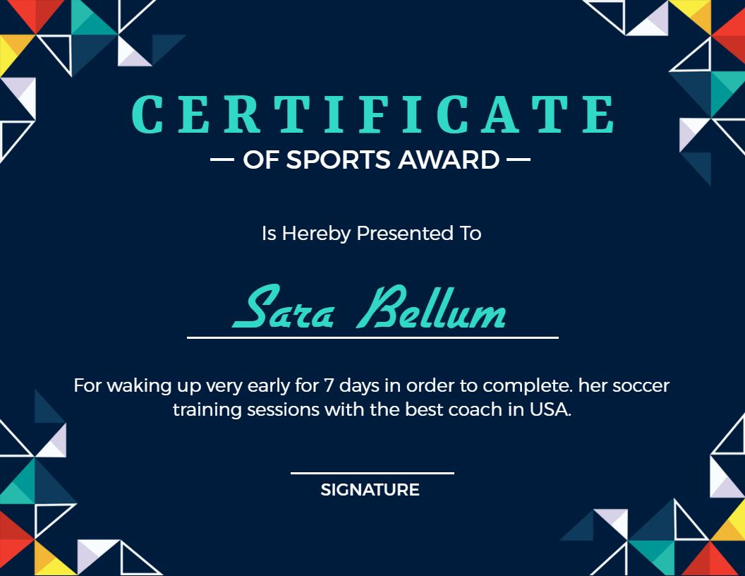 Dynamic Geometric Design Sports Award Certificate Template