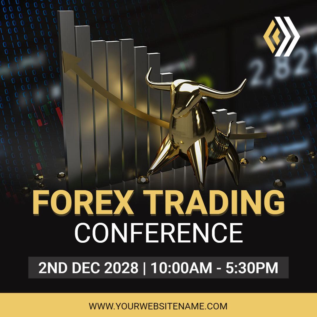 Dynamic Gold Bull Market Analysis for Forex Trading Conference Ad Template