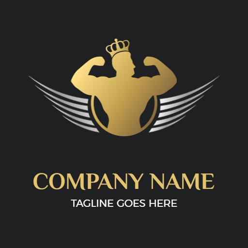 Dynamic Gold Fitness Design Showcasing Strength and Power Logo Template