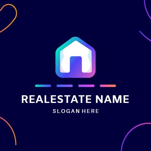 Dynamic Gradient House Design Emphasizing Real Estate Success Logo Template