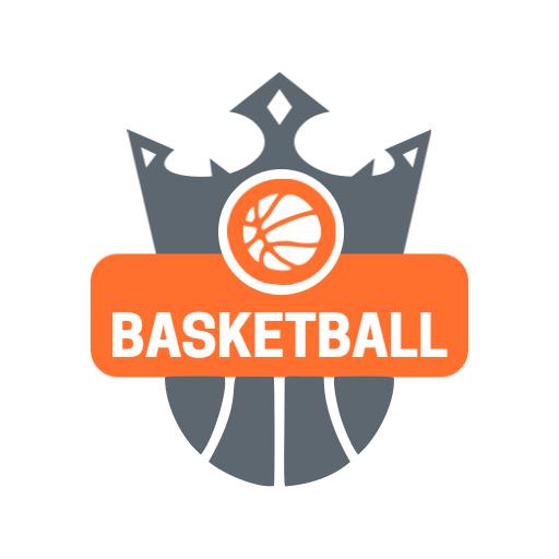 Dynamic Gray and Orange Crowned Basketball Team Logo Template