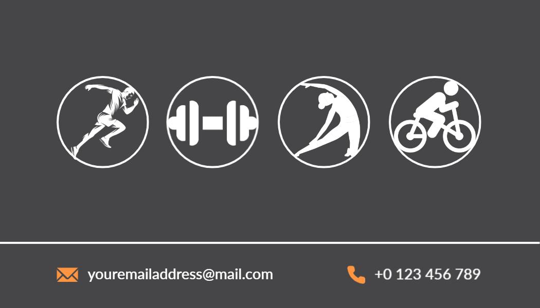 Dynamic Gray Athletic Fitness Trainer Business Card Template